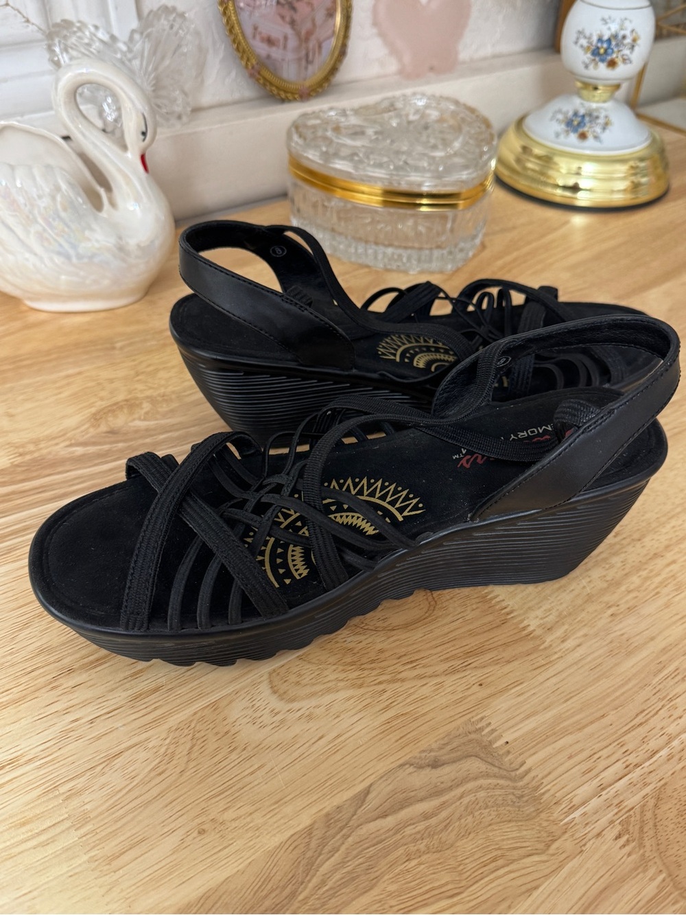 🖤 Skechers Black Strappy Platform Wedge Sandals – Size 8 🖤 - Picture 14 of 15